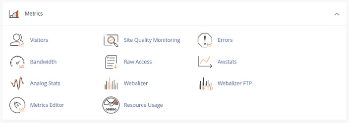 cPanel metrics section