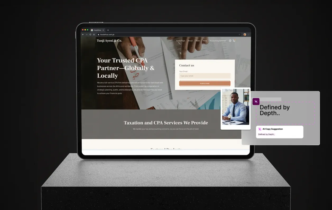 HostAfrica website builder for Accounting & Financial Consultants