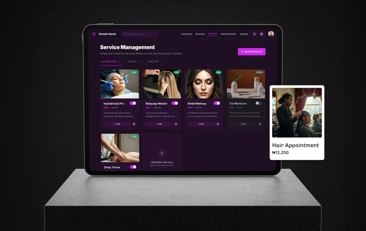 HostAfrica website builder for Beauty Salons & Wellness Studios