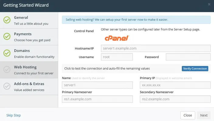setting up cpanel server