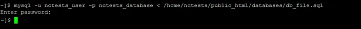 SSH terminal prompting Enter password after the mysql import command