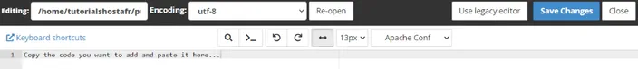 cPanel file editor