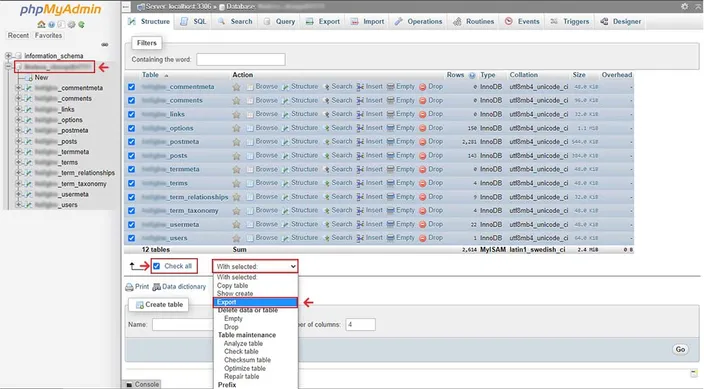 export database in phpmyadmin