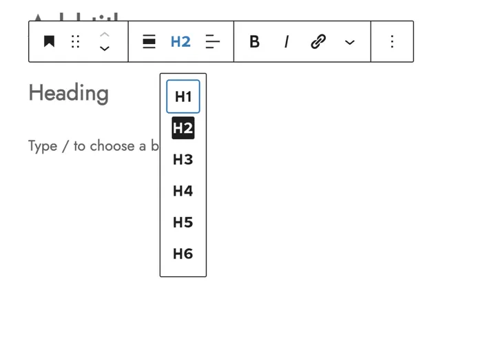 adjusting heading hierarchy on wordpress-block editor