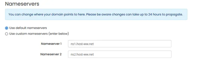 the name of the name servers for a specific domain