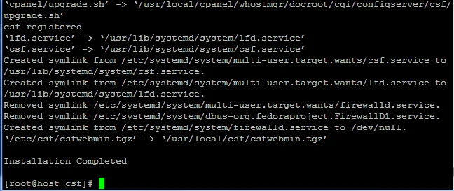 terminal output