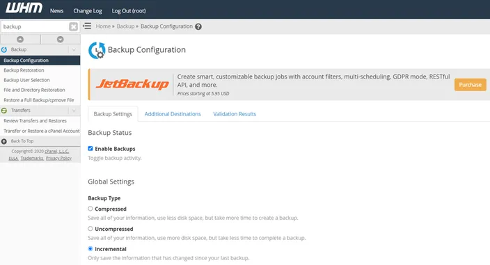 jetbackup setup
