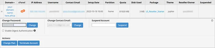 WHM List Accounts Additional Info