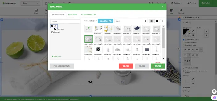 HostAfrica’s website builder page edit option - selecting the image