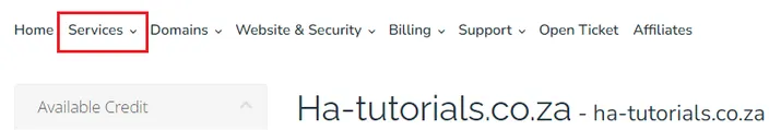 The list of dropdowns in HostAfrica WHMCS