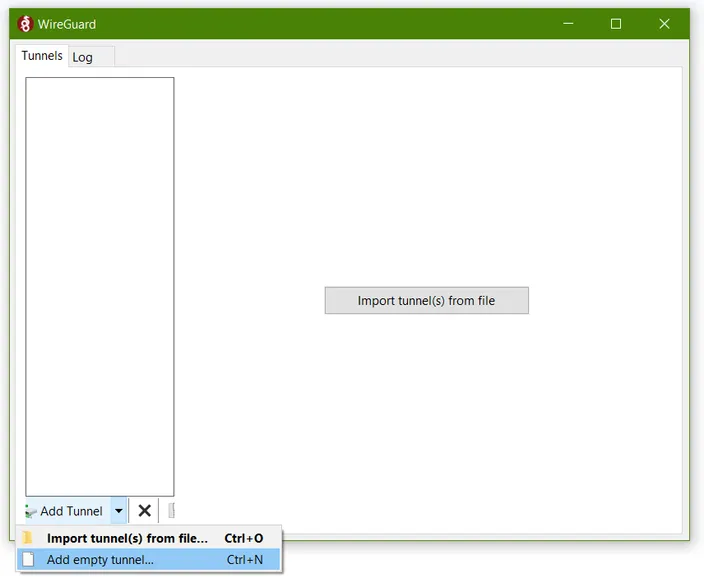 Windows WireGuard client interface